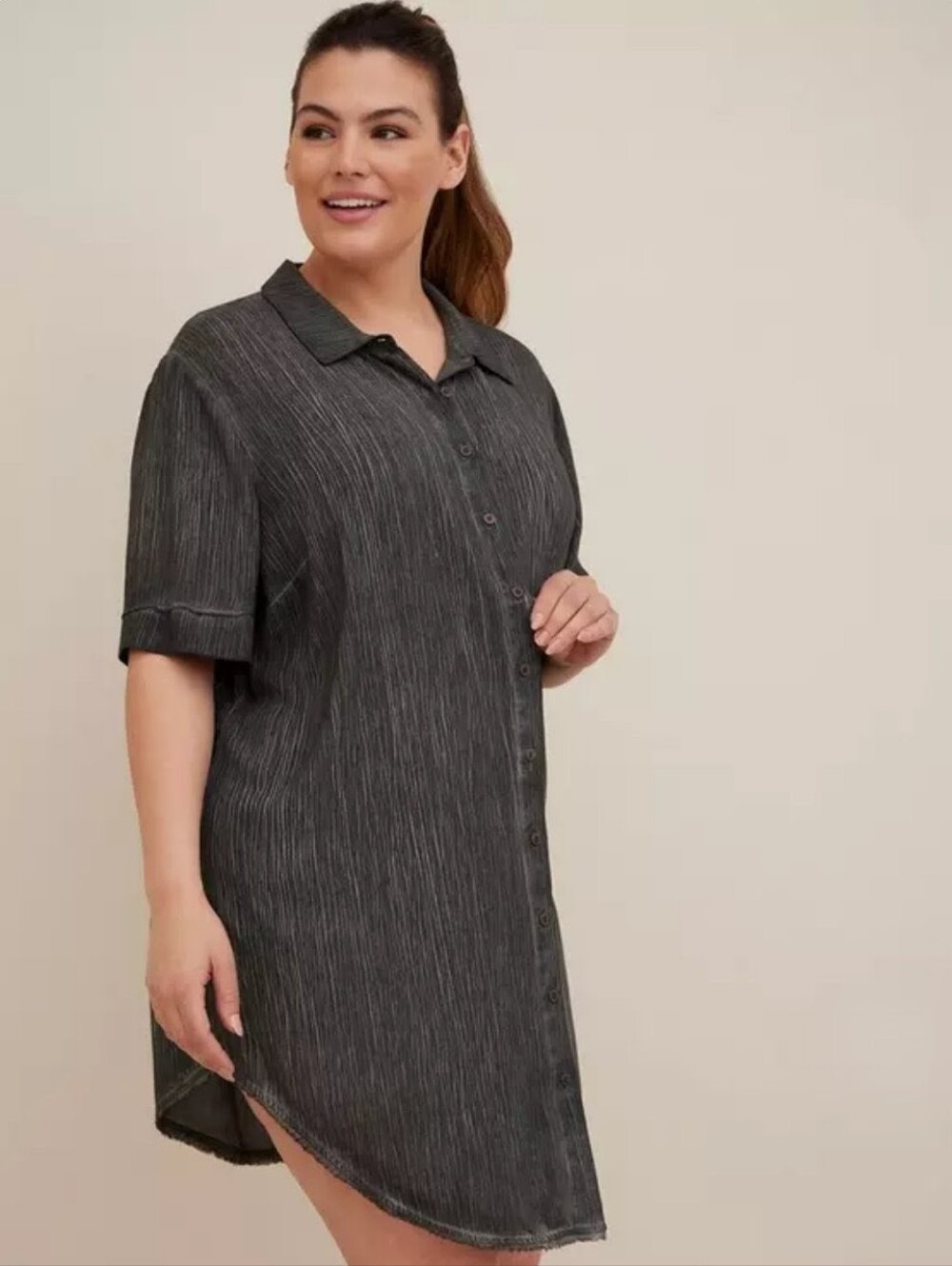 Torrid Shirt Dress Swim Cover-Up Gauze Black Wash Size 1